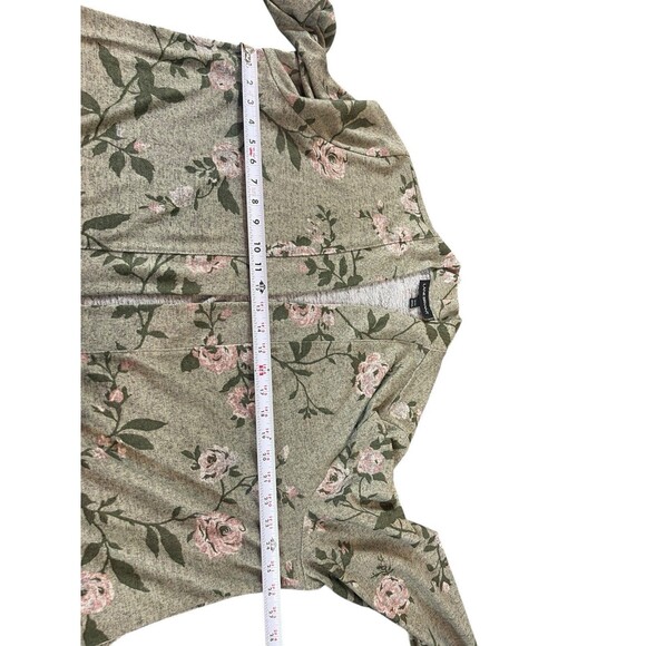 Lane Bryant 22/24 Soft Floral Knit Cardigan Open Sage Green Pink Pockets Tunic - Picture 7 of 12